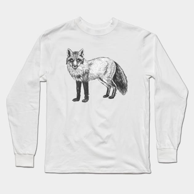 Fox drawing Long Sleeve T-Shirt by katerinamk